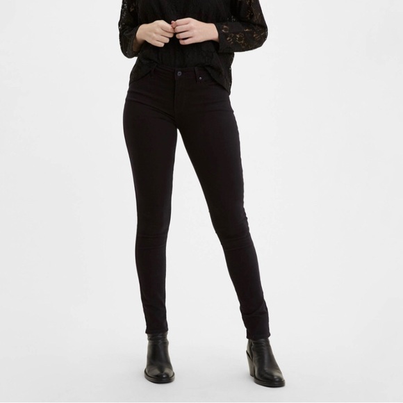 LEVI'S 711 Shaping Skinny Jeans in Distressed Black - Women's 28 - Picture 1 of 13